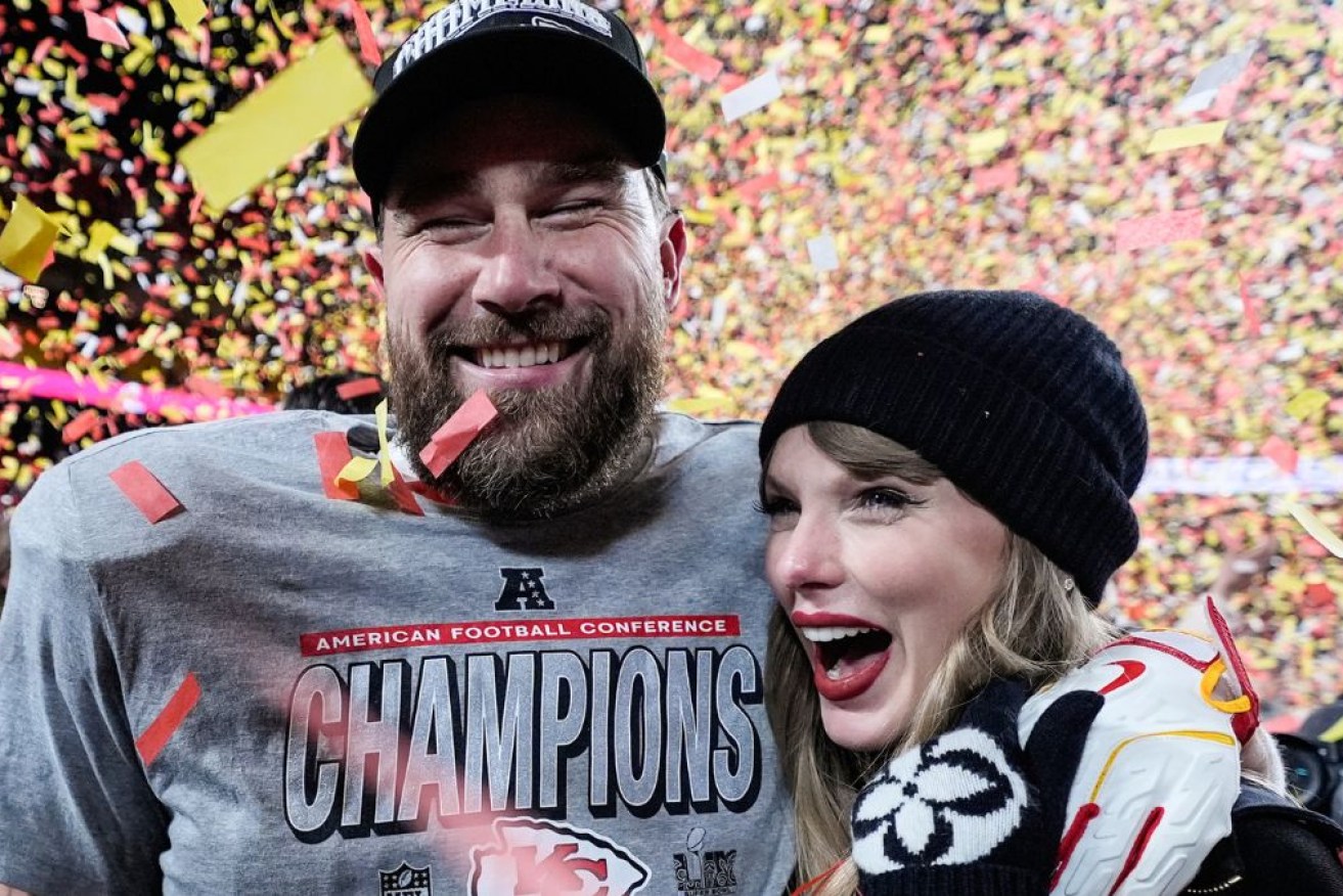 Travis Kelce and Taylor Swift last year in Kansas City.