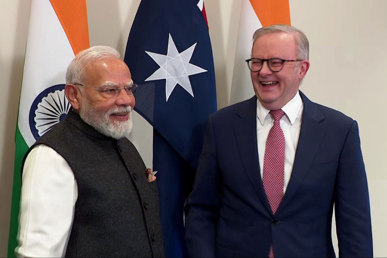 Indian Prime Minister Narendra Modi with Anthony Albanese.