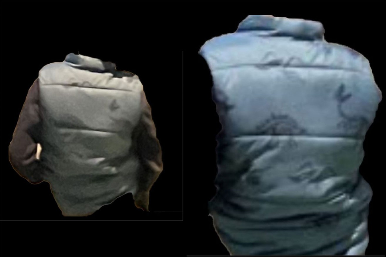Several of the photos show a puffer vest with a dinosaur pattern. <i>Photo: AFP<i>