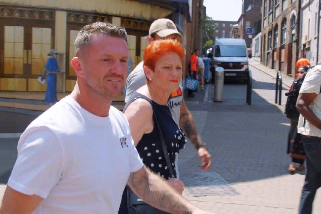 Hanson joined far-right figure Tommy Robinson in what was supposed to be a warning for Australia..