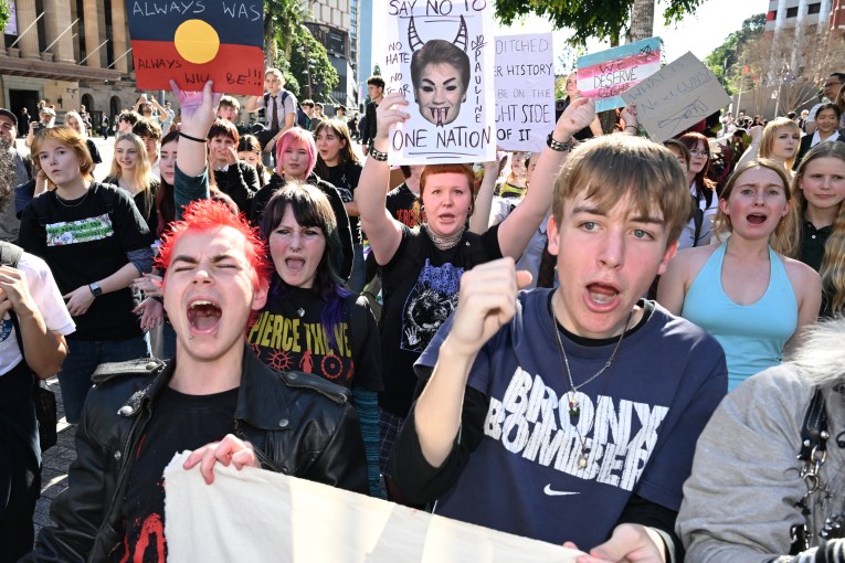 School students rally against Pauline Hanson