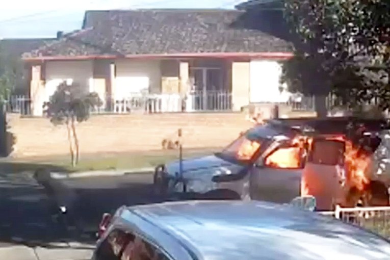 CCTV captures man torching car after shooting