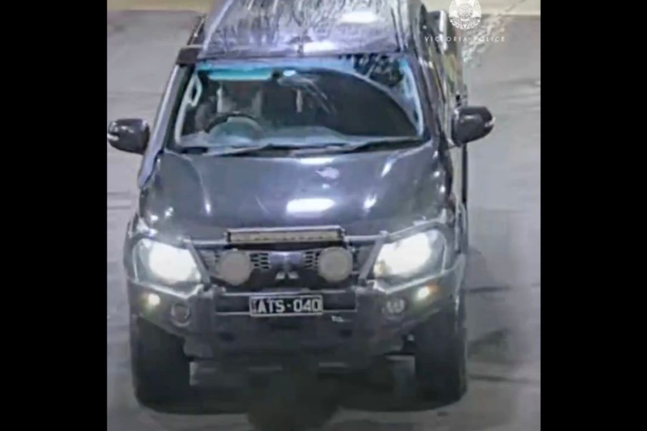The ute, with registration ATS040, was captured on CCTV at a BP service station.