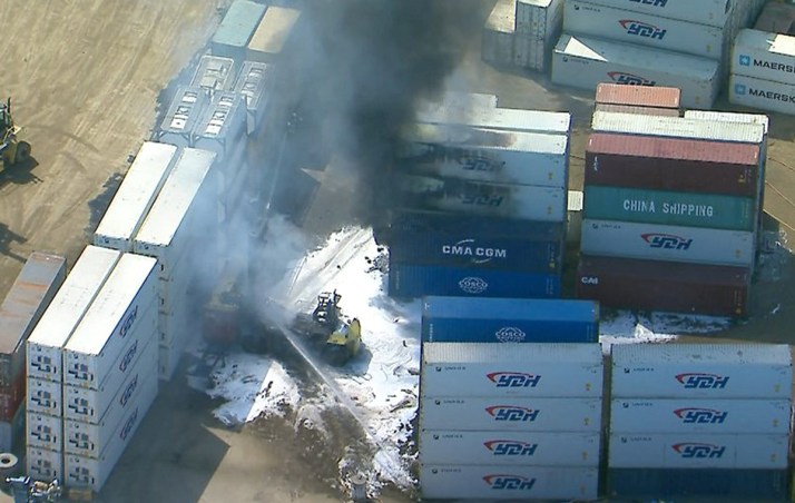 Five hospitalised after horror forklift blaze