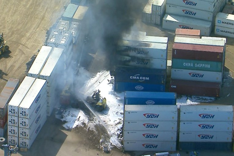 Five hospitalised after horror forklift blaze