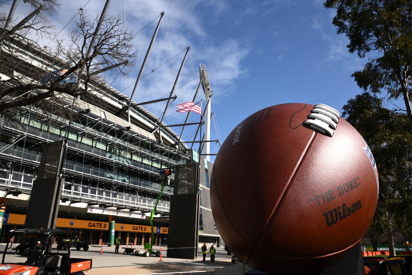 Preparations are underway at the Melbourne Cricket Ground ahead of Friday's NFL game.