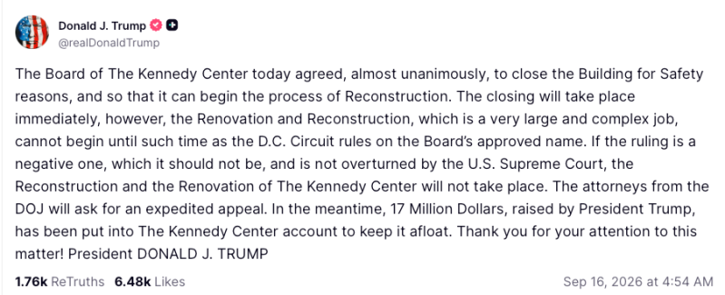 trump kennedy centre