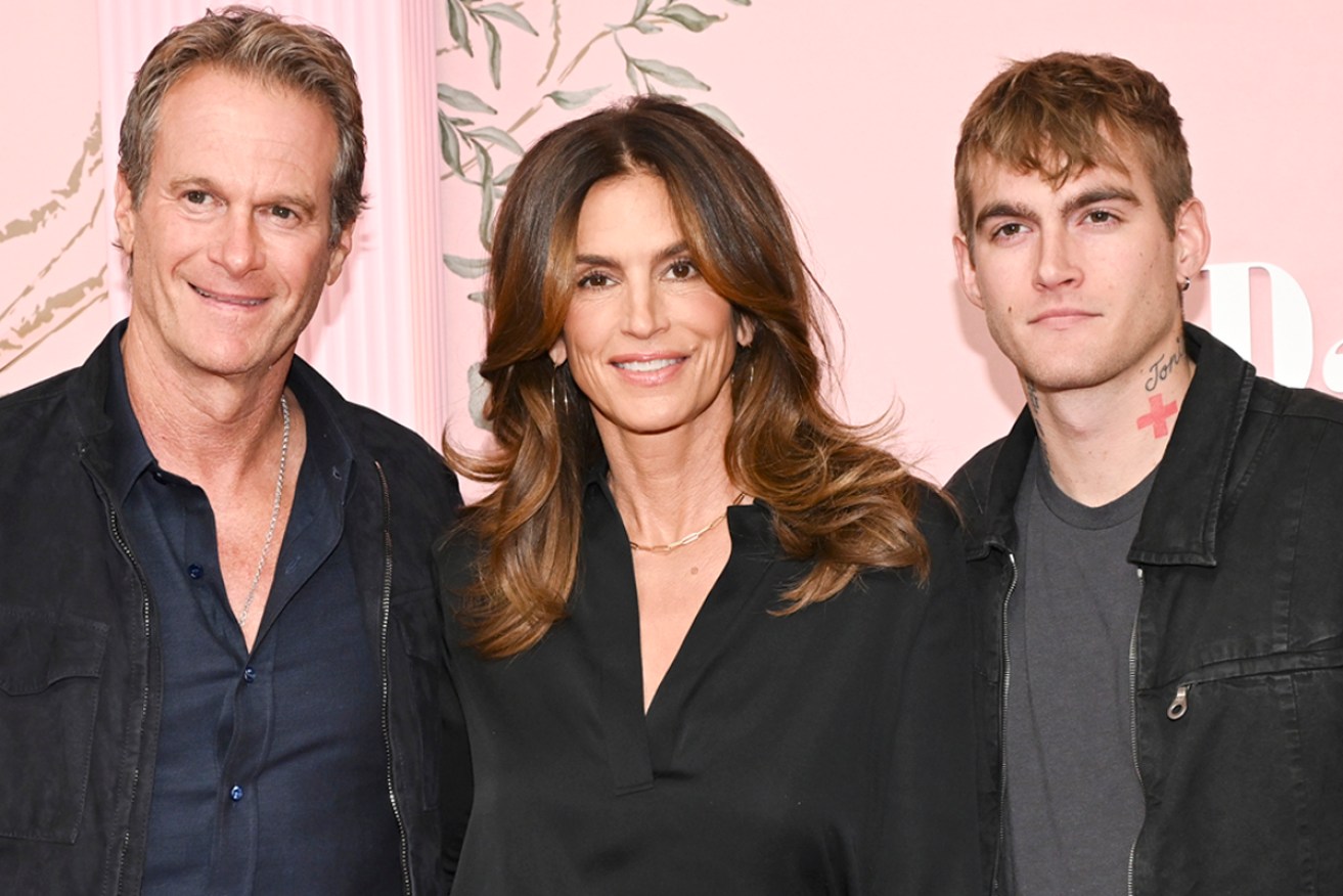 Presley Gerber (right) with parents Rande Gerber and Cindy Crawford.