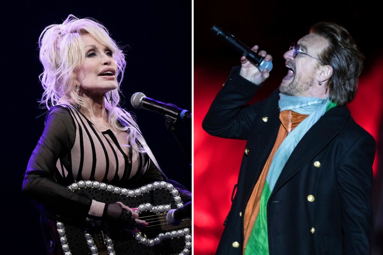 <i>Torn</i>, a duet between Dolly Parton and Bono, is the closing track on U2's new album. <i>Photos: AAP / AP</i>