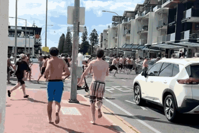 Videos shared on social media show dozens of young people running towards a fight. <i>Video: TikTok</i>